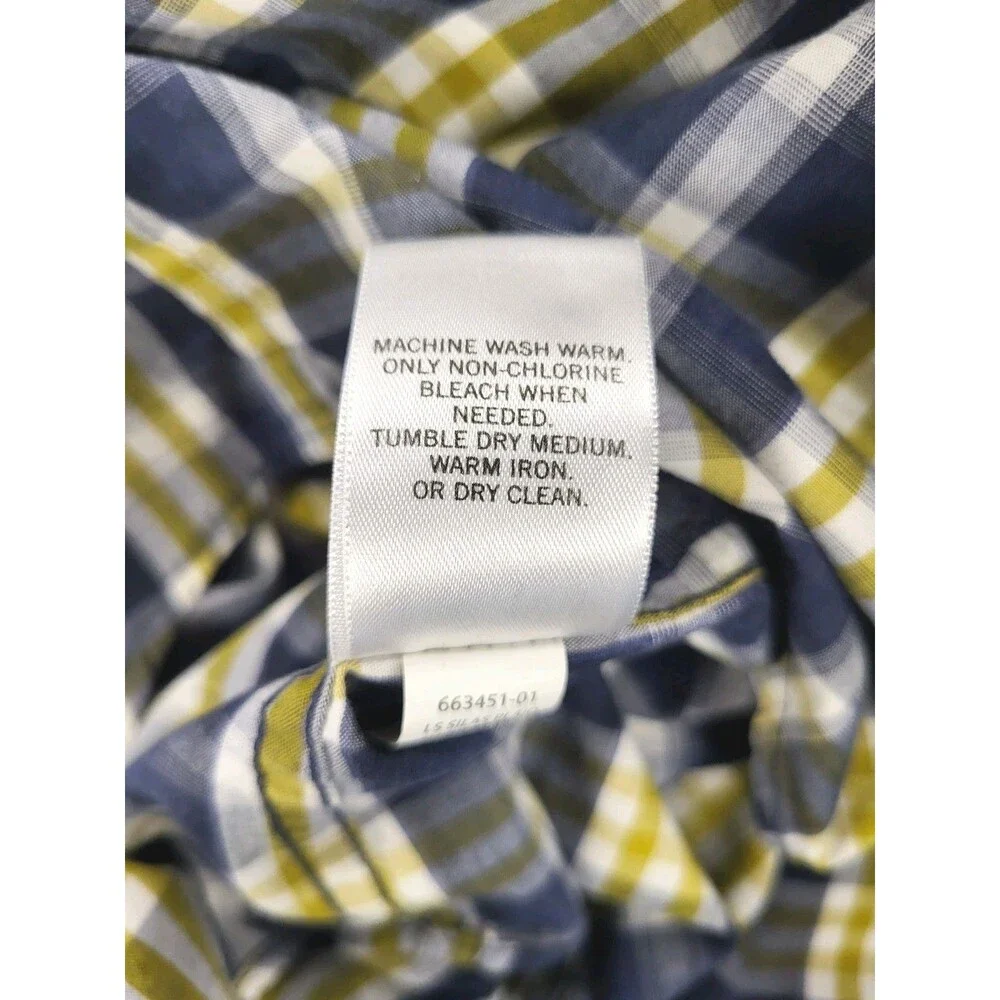 Banana Republic Soft Wash Men’s Size M Plaid Button Down Shirt Navy Olive White